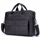 Sacoche professionnelle homme en cuir, compartiment ordinateur, noir
