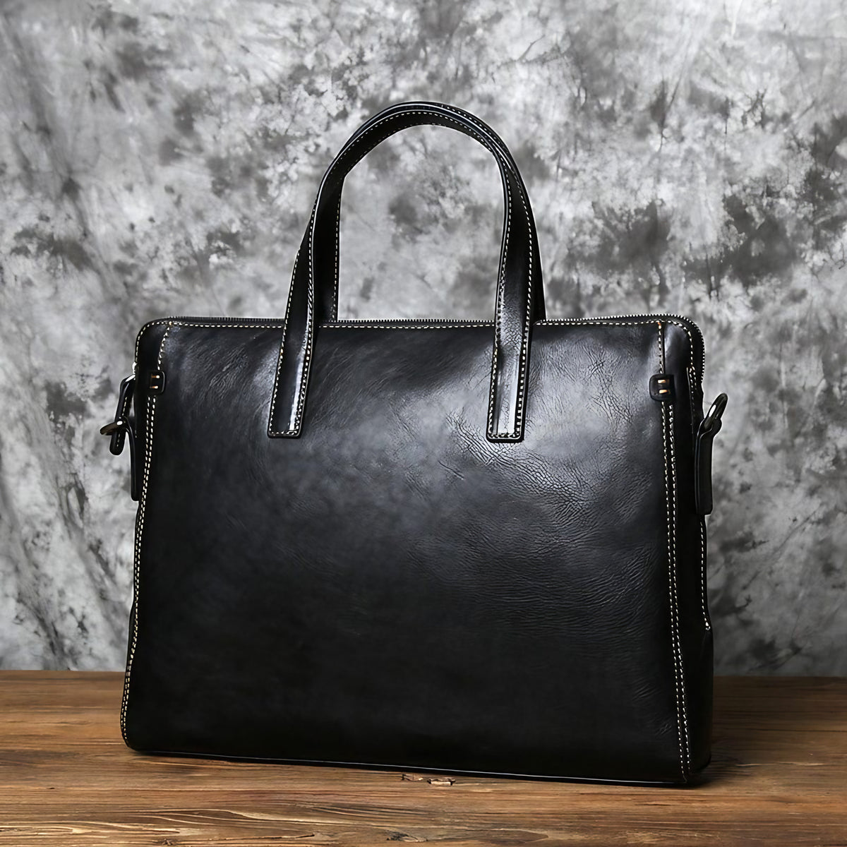 Sacoche ordinateur homme en cuir, 14 pouces, noir ou marron, noir