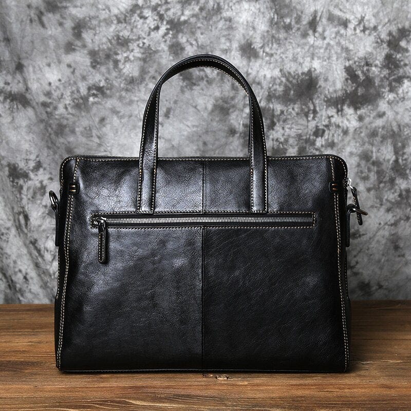 Sacoche ordinateur homme en cuir, 14 pouces, noir ou marron