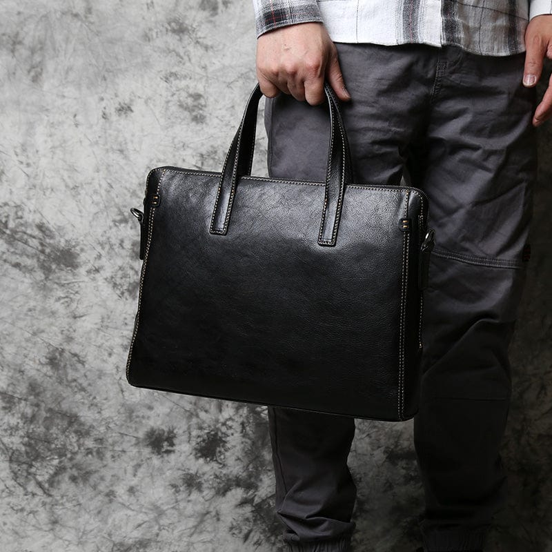 Sacoche ordinateur homme en cuir, 14 pouces, noir ou marron