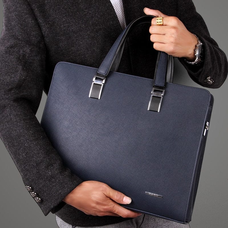 Sacoche ordinateur homme 15 pouces en similicuir, noir ou bleu