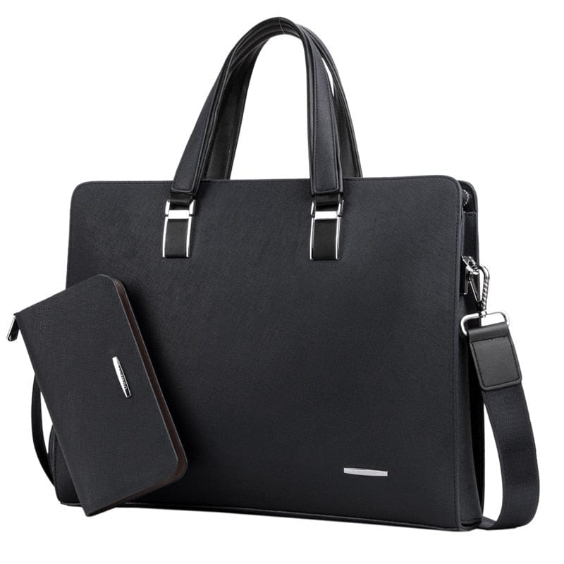 Sacoche ordinateur homme 15 pouces en similicuir, noir ou bleu