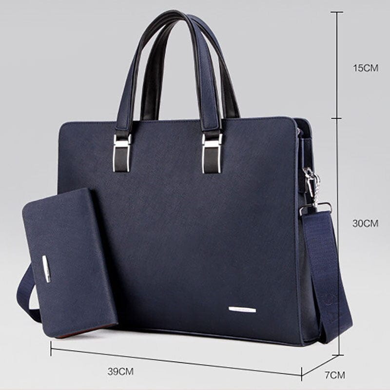 Sacoche ordinateur homme 15 pouces en similicuir, noir ou bleu