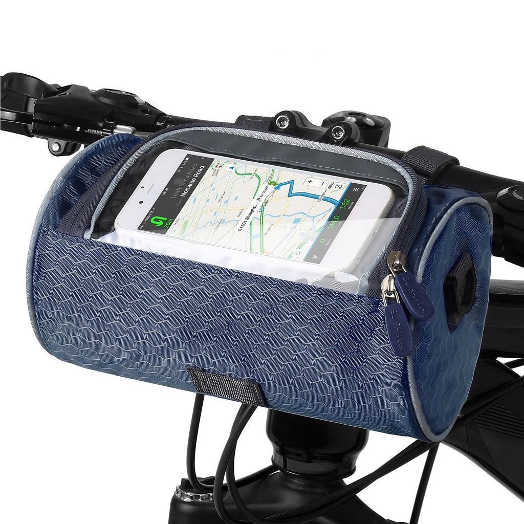 Sacoche de guidon vélo avec pochette tactile pour téléphone, bleu