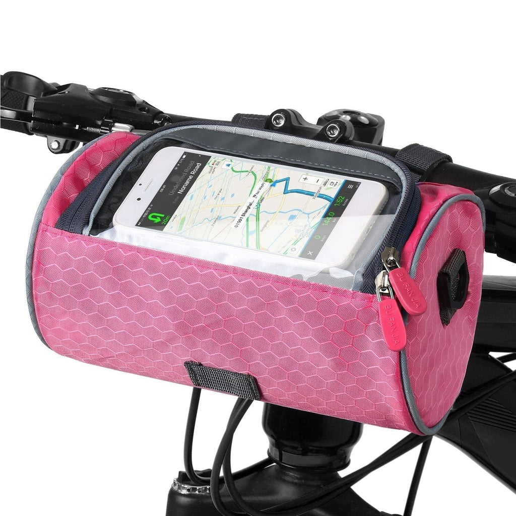 Sacoche de guidon vélo avec pochette tactile pour téléphone, rose