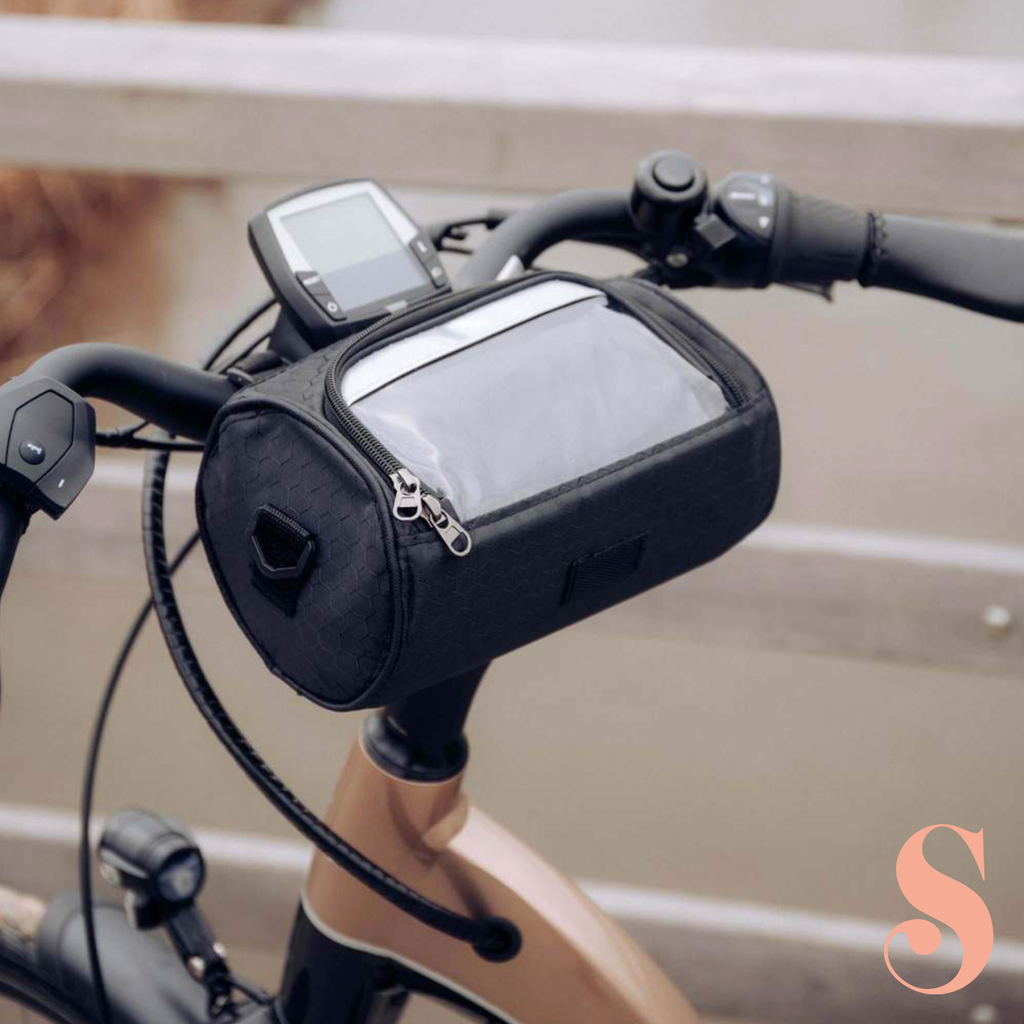 Sacoche de guidon vélo avec pochette tactile pour téléphone, noir