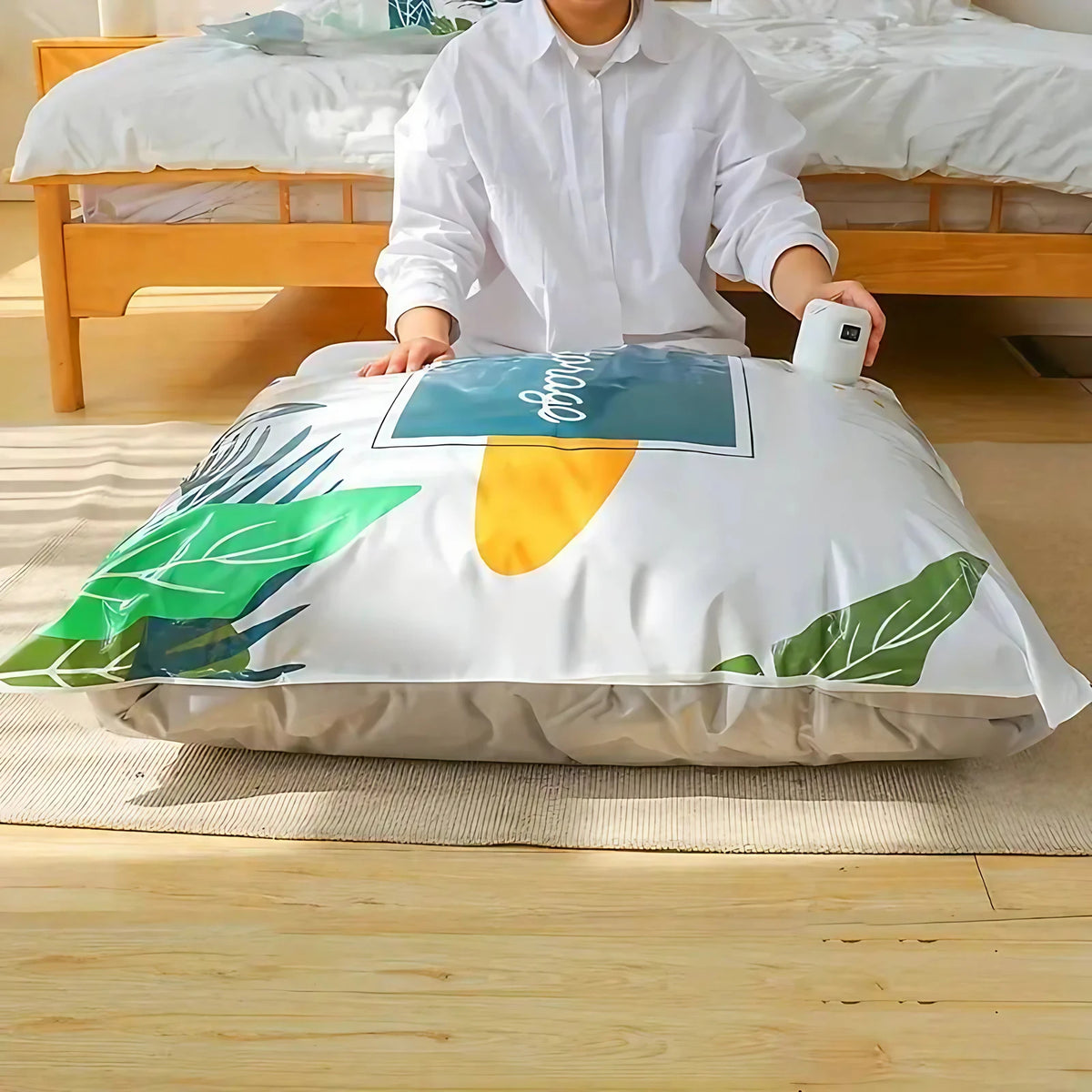 Sacs de rangement sous vide avec pompe électrique, 4 formats