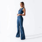 Salopette en denim femme à découpe en cœur, du XS au L