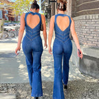 Salopette en denim femme à découpe en cœur, du XS au L