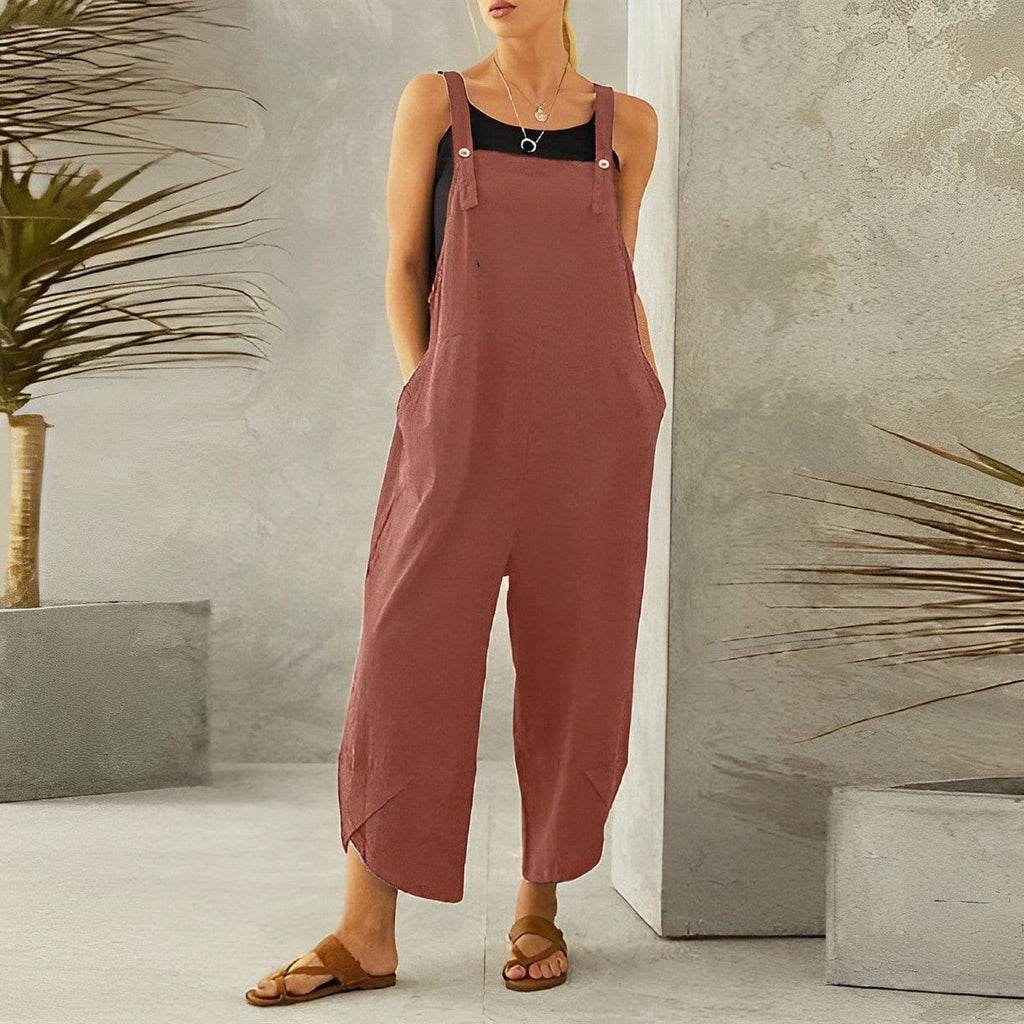 Salopette femme ample à bretelles réglables, du S au 5XL, orange