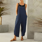 Salopette femme ample à bretelles réglables, du S au 5XL, bleu