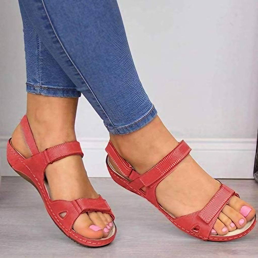 Sandales orthopédiques femme à scratch, coloris rose, rose