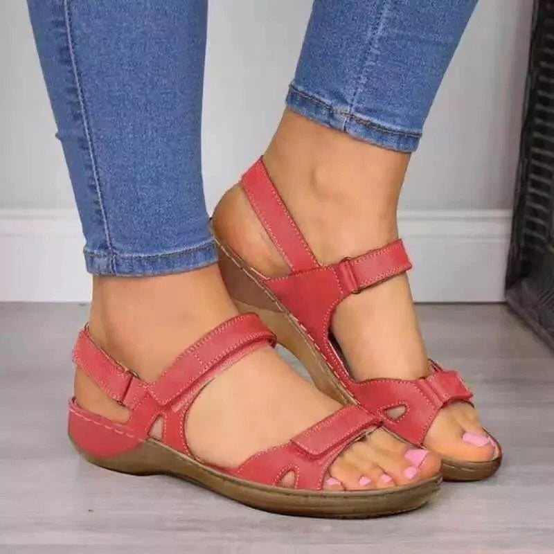 Sandales orthopédiques femme à scratch, coloris rose
