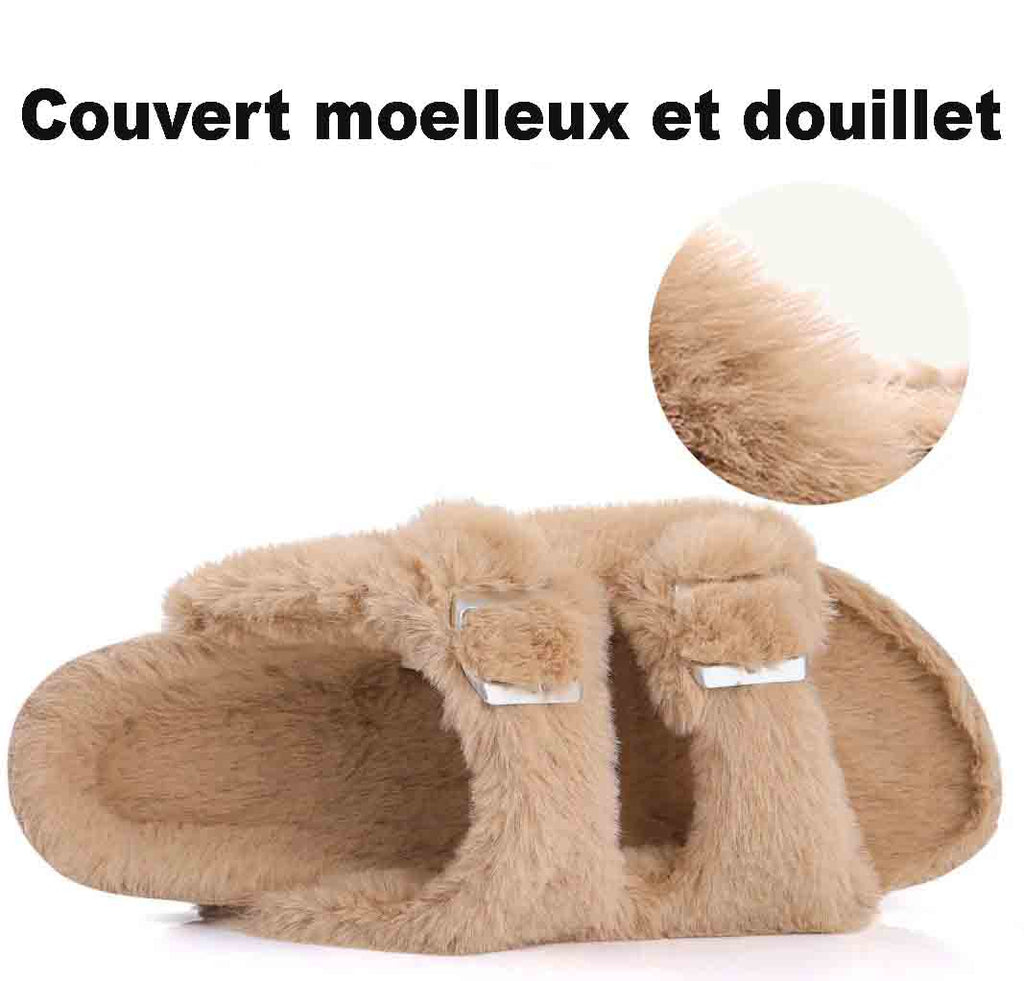 Sabots femme doublés peluche, semelle antidérapante, du 36 au 42