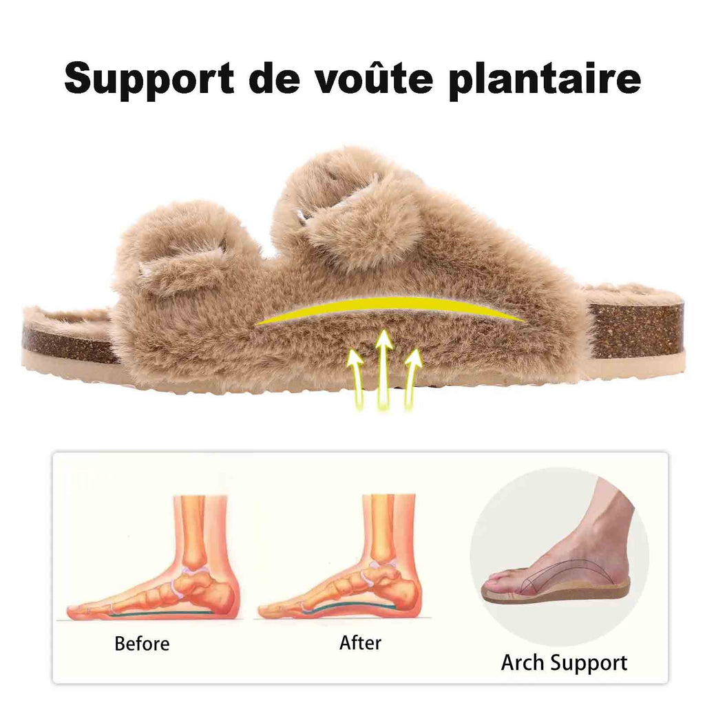 Sabots femme doublés peluche, semelle antidérapante, du 36 au 42