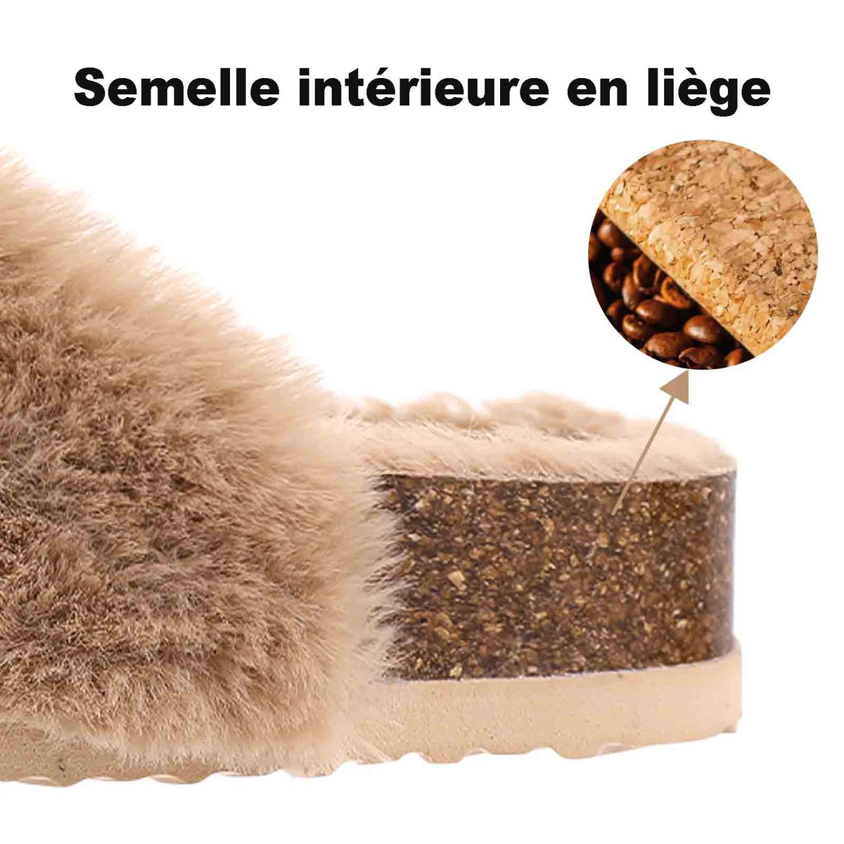 Sabots femme doublés peluche, semelle antidérapante, du 36 au 42