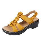 Sandales orthopédiques compensées femme, ouvertes, six coloris, jaune