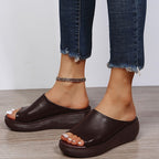 Sandales compensées femme à bout ouvert, trois coloris, 35 au 44, marron