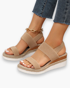 Sandales compensées femme à bride, cinq coloris, du 36 au 43