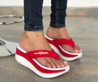 Sandales compensées femme, talon compensé, du 35 au 43, rouge