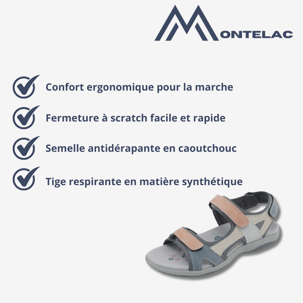 Sandales confort femme à scratch, semelle antidérapante