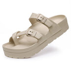 Sandales confort femme, semelle souple qui soutient la voûte, kaki