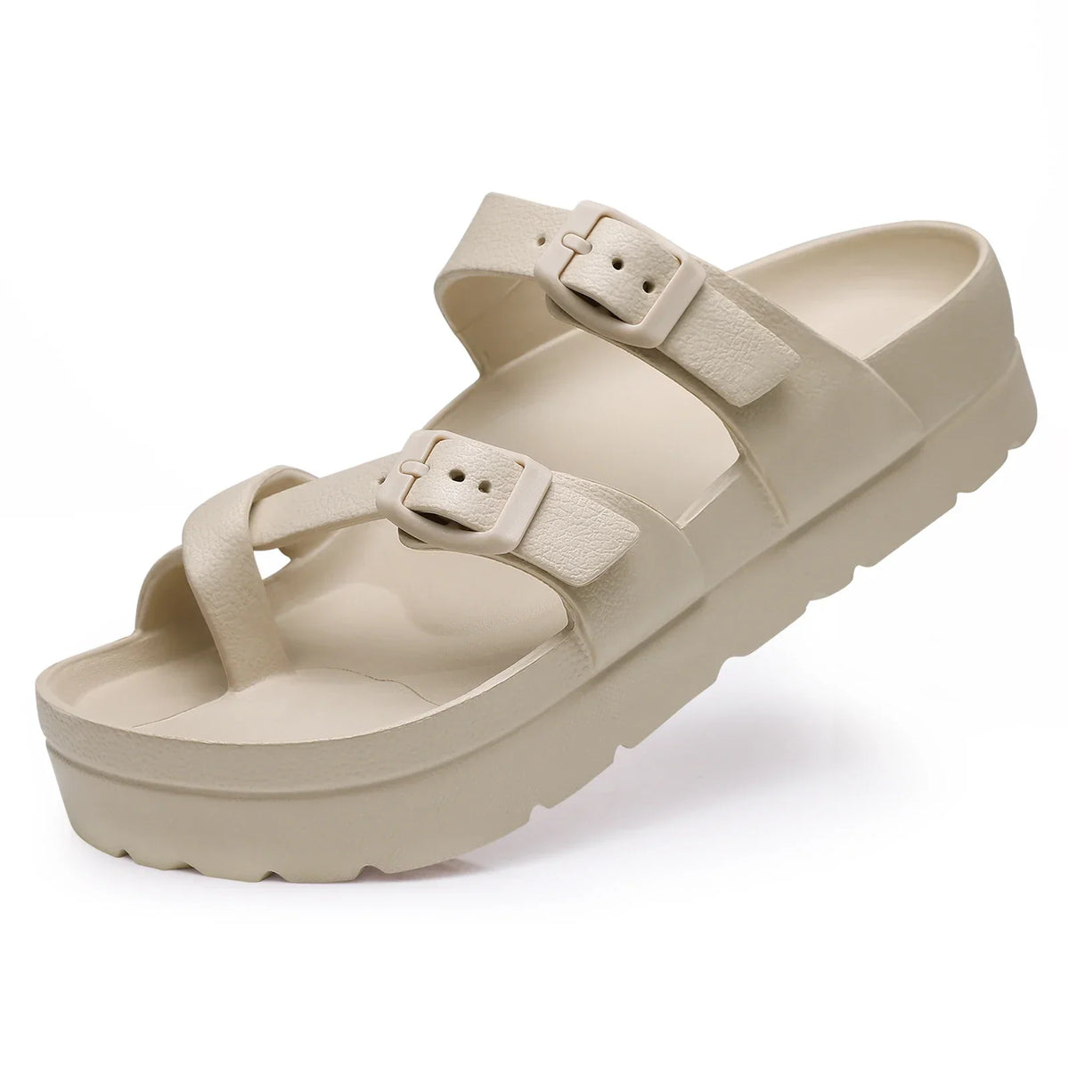 Sandales confort femme, semelle souple qui soutient la voûte, kaki