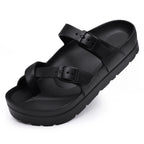 Sandales confort femme, semelle souple qui soutient la voûte, noir