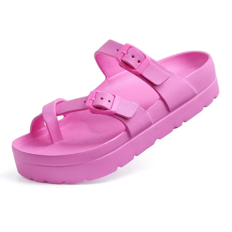 Sandales confort femme, semelle souple qui soutient la voûte, rose