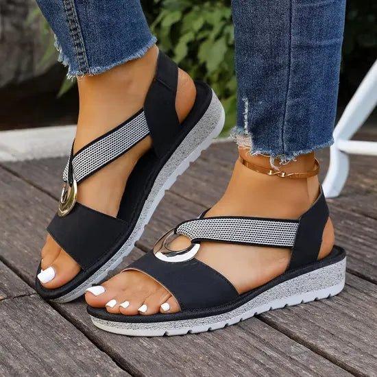 Sandales femme à boucle décorative, quatre coloris, 36 au 42