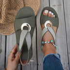 Sandales femme à boucle décorative, quatre coloris, 36 au 42, vert