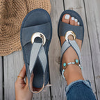 Sandales femme à boucle décorative, quatre coloris, 36 au 42, bleu