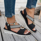 Sandales femme à boucle décorative, quatre coloris, 36 au 42