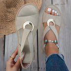 Sandales femme à boucle décorative, quatre coloris, 36 au 42, beige