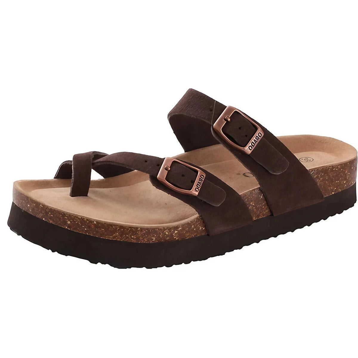 Sandales entre-doigt mixtes à double bride réglable, du 36 au 43, marron