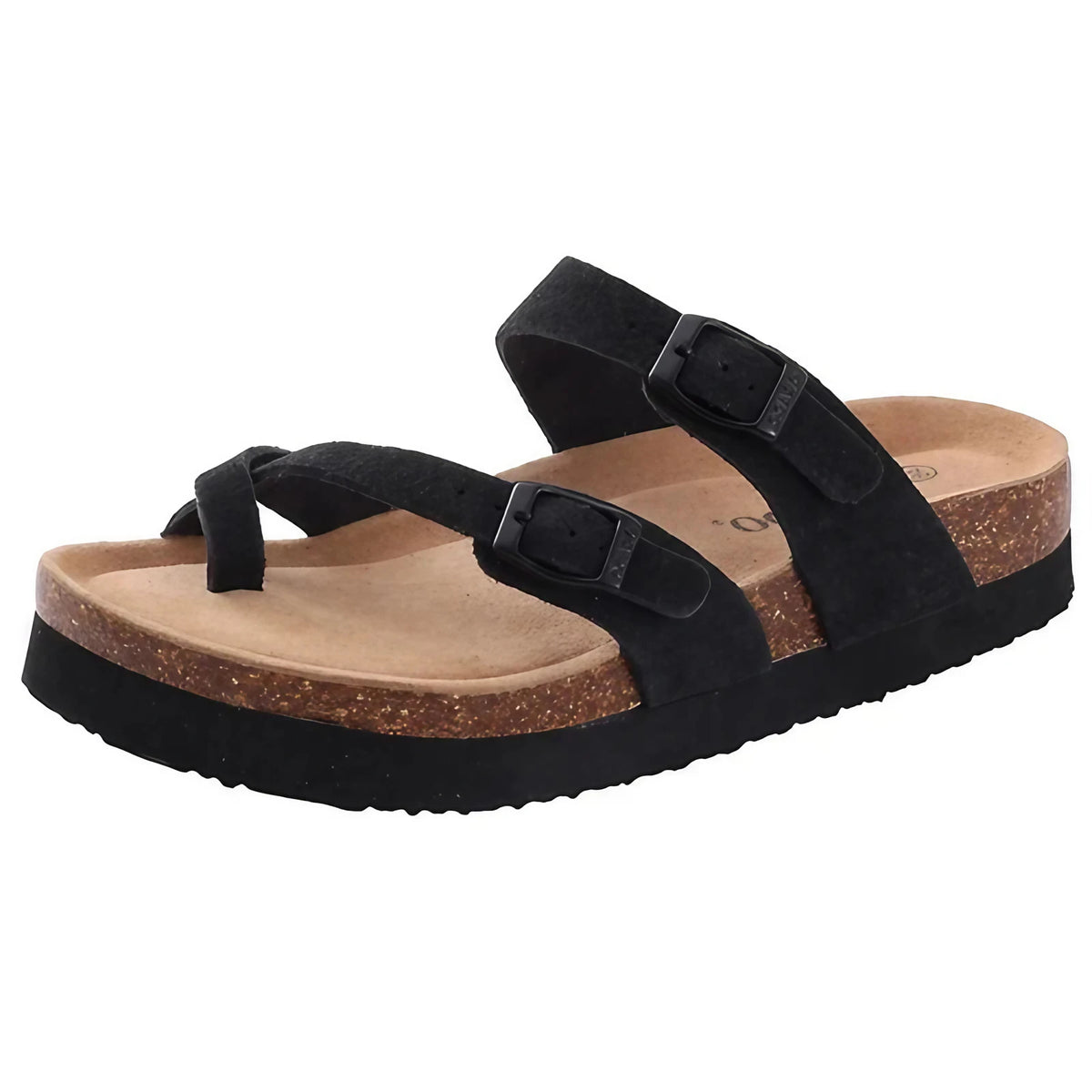 Sandales entre-doigt mixtes à double bride réglable, du 36 au 43, noir