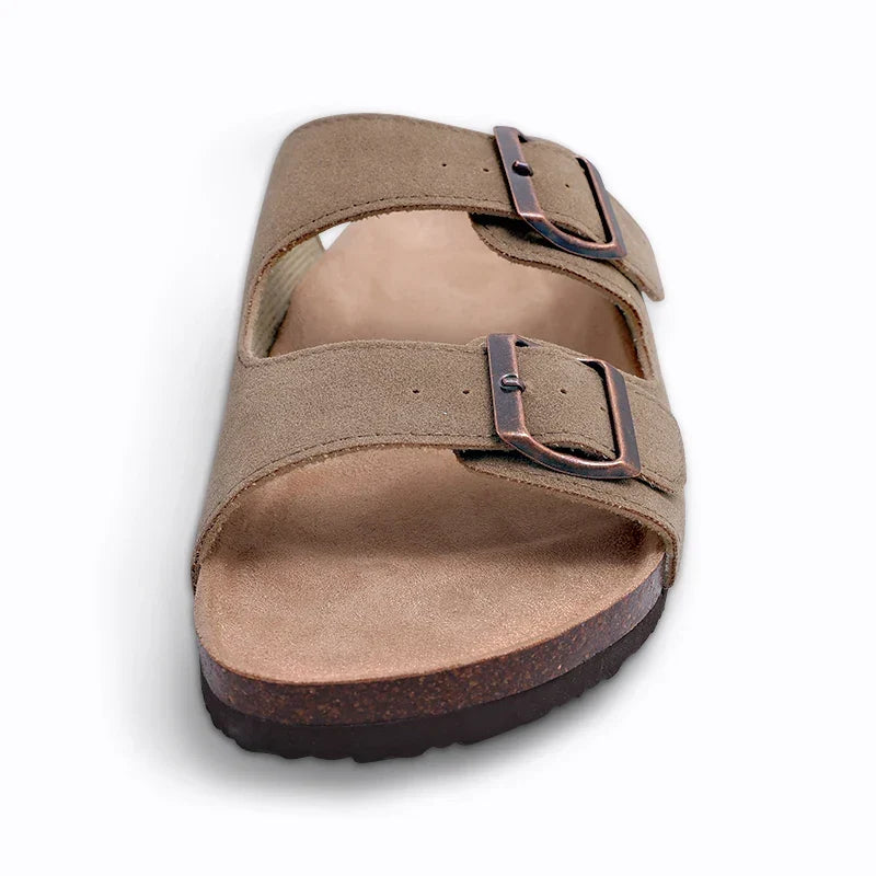 Sandales mixtes à double boucle, semelle avec maintien de la voûte