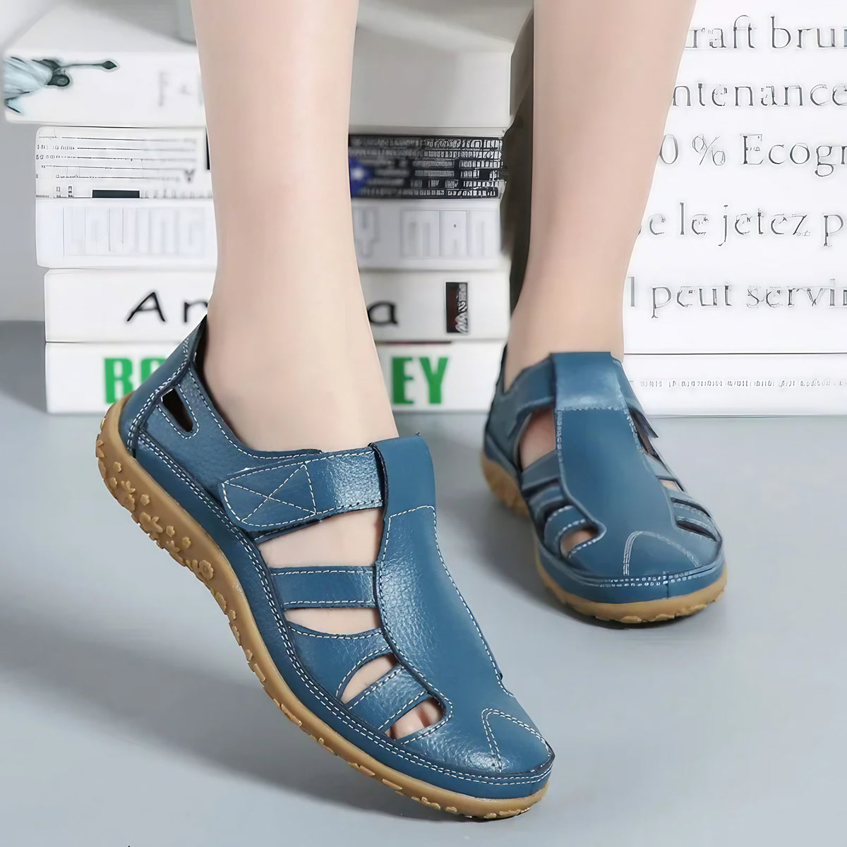 Sandales sport femme à scratch, semelle antidérapante