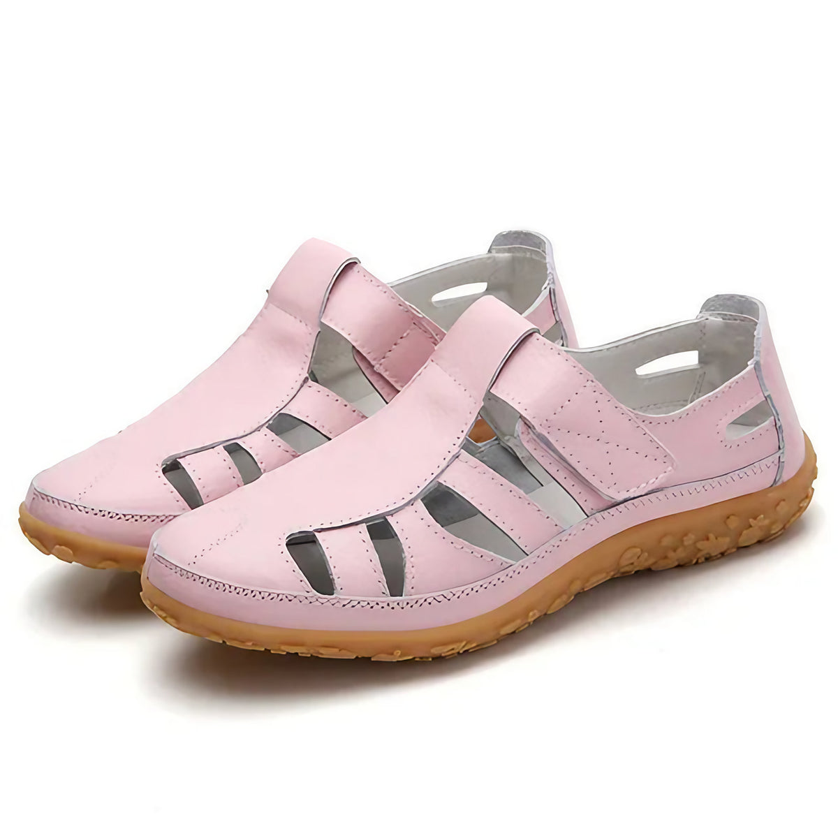 Sandales sport femme à scratch, semelle antidérapante, rose