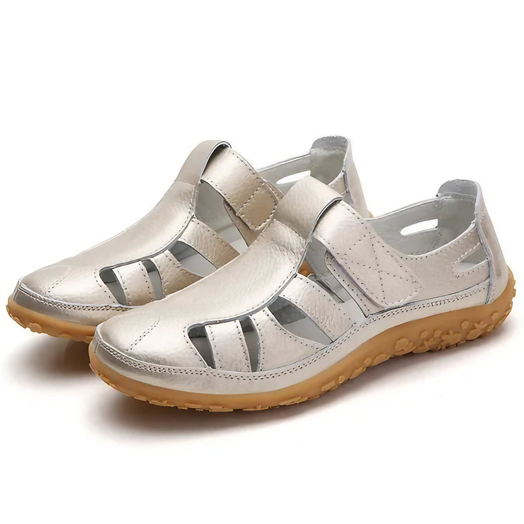 Sandales sport femme à scratch, semelle antidérapante, doré