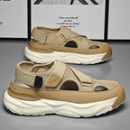 Sandales de sport homme à scratch, semelle épaisse, kaki
