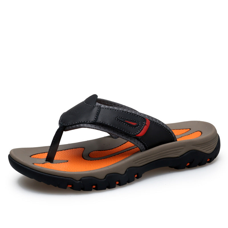 Sandales de sport homme, semelle épaisse et renfort latéral, noir