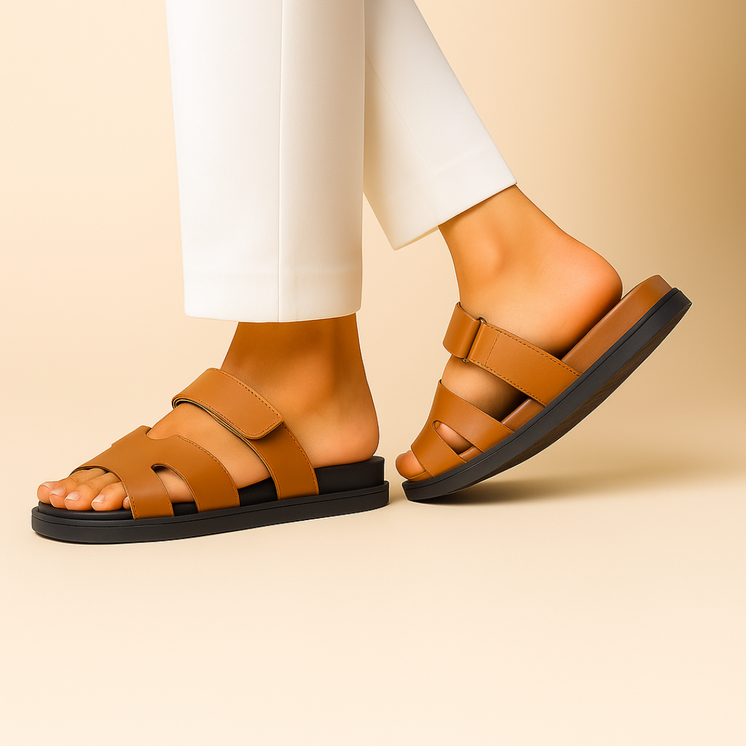 Sandales femme à brides ajustables, semelle amortissante, marron foncé