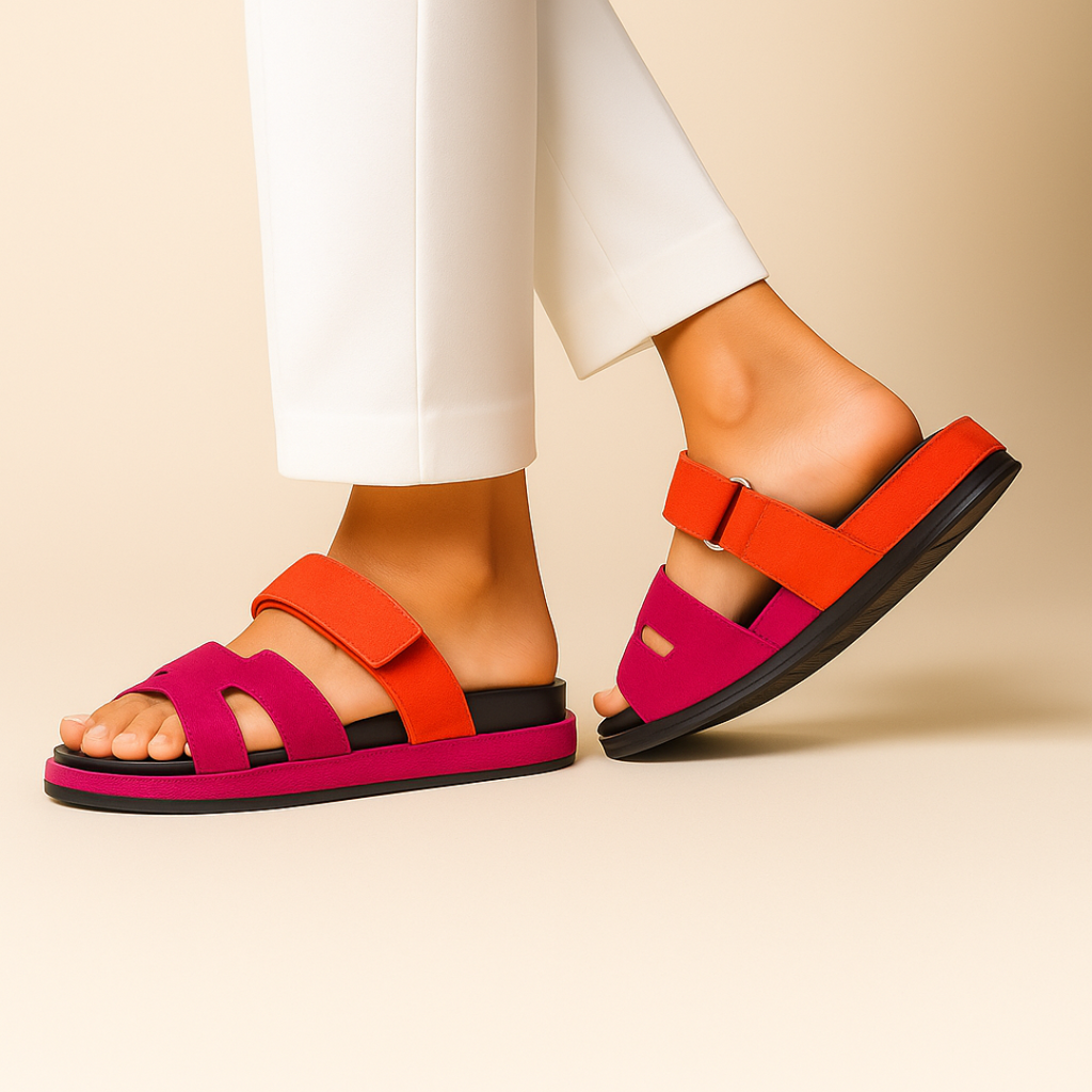 Sandales femme à brides ajustables, semelle amortissante, rose