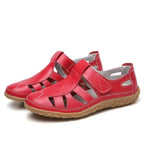 Sandales d'été femme à brides réglables, semelle antidérapante, rouge