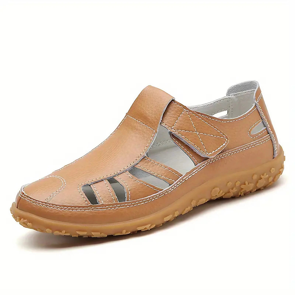 Sandales d'été femme à brides réglables, semelle antidérapante, marron