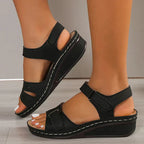 Sandales femme d'été à bride et boucle réglable, noir