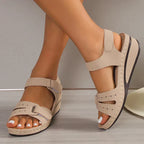 Sandales femme d'été à bride et boucle réglable, beige