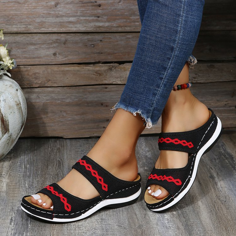 Sandales femme légères à brides, semelle ergonomique souple, noir