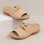 Sandales d'été femme ouvertes à petit talon compensé, rose